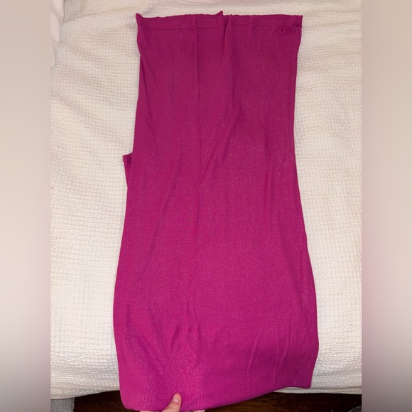 SKIMS Pink Soft Lounge Shimmer Maxi Dress in Fuchsia Foil Magenta  - Size Large - Picture 8 of 16